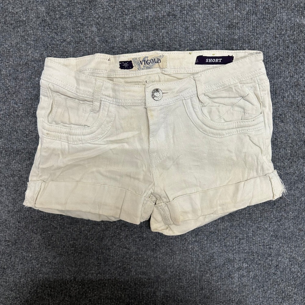Vigold Shorts Womens Size 3/4 27 Off White Denim Cuffed Casual Low Rise Stained